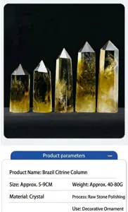 Pilier de cristal de citrine brésilien naturel pierre brute polie décoration d'intérieur.
