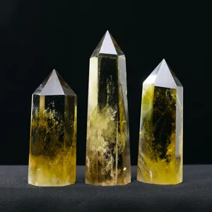 Cristal de citrine brésilienne naturel colonne pointe unique pierre polie d'énergie