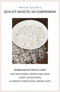 Grava de cristales de cuarzo blanco natural para meditación reiki curación y hogar.