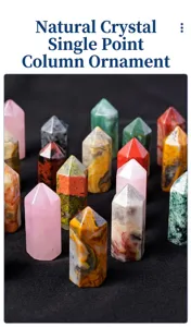 Detailed view of natural crystal single point columns and hexagonal pillars for decor.