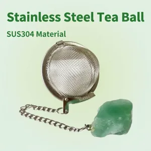 Stainless Steel Tea Strainer With Natural Crystal Raw Stone Infuser Mesh Tea Ball For Loose Leaf Tea Soup Hot Pot Filter