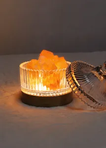 Lámpara de sal de cristal difusor de aroma luz nocturna de vidrio cálida dormitorio cama