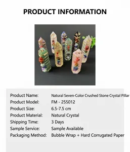 Natural colorful crystal gravel pillar handcrafted wire wrapped hexagonal column gemstone decor.
