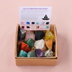 Ensemble Diffuseur de Pierre Brute de Cristal Naturel Pierres d'Aromathérapie Chakra de Guérison Boîte Décoration Intérieure Cadeau de Méditation