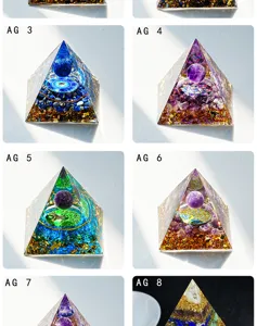Handmade orgonite crystal pyramid resin gemstone sphere desktop ornament decor detail