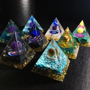 Crystal Orgone Pyramid Resin Energy Generator Healing Stones Desktop Home Decor Collection Set