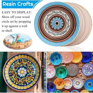 Disques en bois peints decoratifs pour bricolage DIY, art mural et decoration interieure.