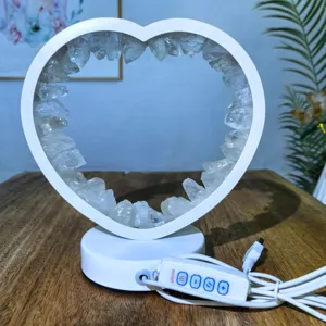 Natural crystal rough stone LED table lamp heart shaped home decor night light desktop ornament