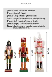 Wooden nutcracker figurines set Christmas holiday home decor desktop ornament display props