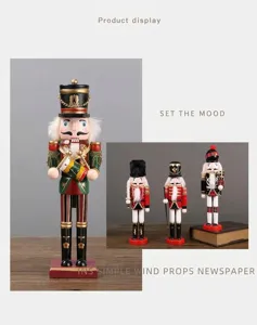 European wooden nutcracker soldier figurine ornament desktop holiday gift display piece