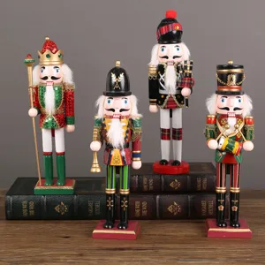 European Wooden Nutcracker Soldier Figurine Christmas Holiday Tabletop Decoration Desktop Ornament Home Decor