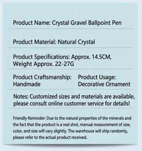 Natural crystal gemstone bead ballpoint pen, handmade metal silver sign pen for office and school.