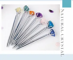 Natural Crystal Rough Stone Metal Ballpoint Pen Creative Stationery Office Student Gift