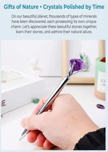 Natural crystal rough stone metal silver ballpoint pen creative signature office stationery