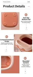 Cute cartoon pig pen holder with multi-grid desktop storage and anti-slip bottom design.