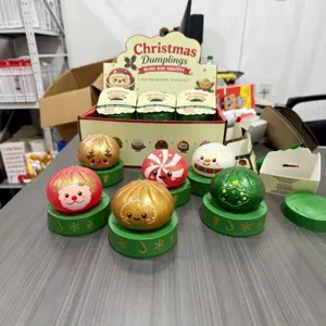 Christmas dumpling squishy blind box set, cute stress relief toy gift for holiday party.
