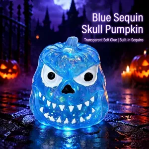 Halloween blauer Glitzer Totenkopf Kuerbis Quetschspielzeug fuer Stressabbau Neuheit