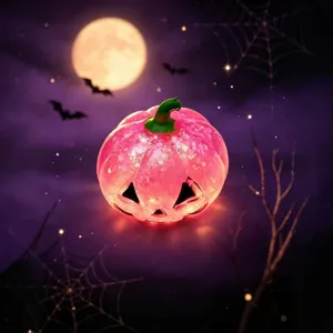 Halloween Kürbis Squishy Spielzeug mit Glitzer Leuchteffekt, süßes Anti-Stress Spielzeug.