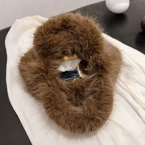 Fluffy faux fur handbag detail showing spacious interior design for women winter fashion style.