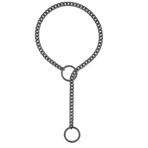 Collier de chaîne lasso noir en acier inoxydable, style collier rock punk pour femmes.