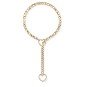 collier cravate coeur acier inoxydable dore style punk bijoux pour femmes et superbes cadeaux