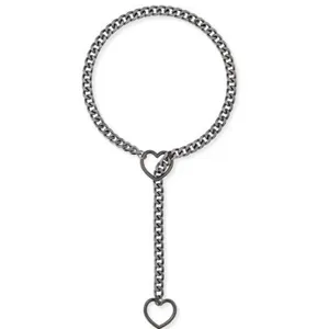 Collier cravate coeur en acier inoxydable style rock chaine collier bijoux tendance