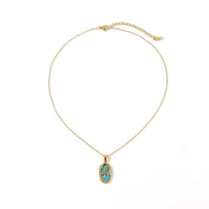 Collier pendentif carte de tarot en acier inoxydable doré bijou vintage esthétique femme