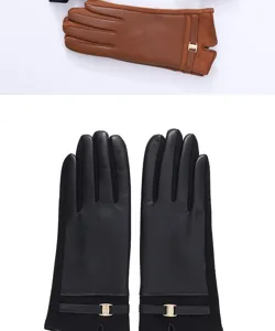 Women's winter warm touch screen gloves faux leather fleece lined driving cycling cold proof gloves