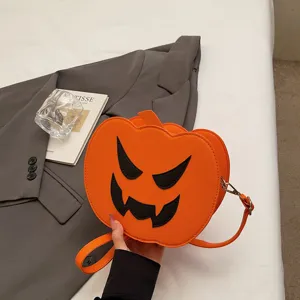 Halloween Kürbis Umhängetasche Süßes PU-Leder Nischen-Design Lustige Schultertasche Mode Kreative Damen Handtasche