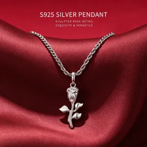 Pendentif Seul en Argent Sterling 925 avec Moissanite Forme de Rose pour Homme Style Hip Hop Bijou Électroplaqué