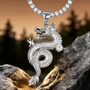 Moissanite 925 Sterling Silver Dragon Pendant Hip Hop Men Jewelry Polished Pendant Only With GRA Certificate Gift For Men