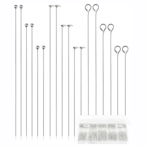 Kit d'accessoires de bijoux DIY comprenant des épingles à têtes rondes, plates et des anneaux.