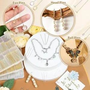 Kit d'accessoires de bijoux DIY avec clous à tête bouclée épingles et apprêts boucles