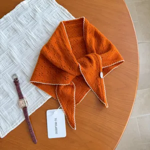 Sciarpa triangolare traforata stile coreano donna autunno inverno calda sciarpa maglia