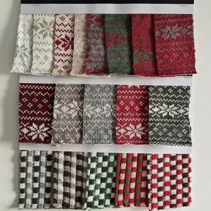 Christmas Snowflake Jacquard Knit Fabric Material For Pet Toys And Holiday Crafts Polyester Cotton Blend