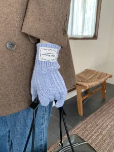 Guanti invernali caldi touch screen da donna a trecce azzurro chiaro elegante nuovo