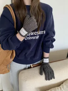 Guanti invernali in maglia a trecce caldi da donna, guanti in lana eleganti.