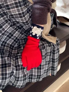 Gants longs en tricot à pois bicolores pour femmes, gants tactiles chauds d'hiver décontractés.