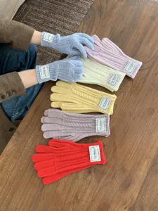 Guanti in maglia autunno inverno da donna trecce touch screen caldi guanti di lana