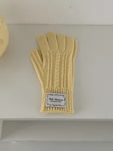 Guanti in maglia a trecce caldi invernali da donna, design minimalista elegante per freddo.