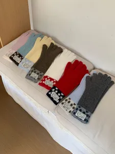 Gants en tricot color block style coreen hiver chaud ecran tactile pois gants presentation detail