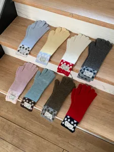 Gants tactiles longs en tricot à pois colorés pour femmes hiver chaud décontracté