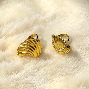 Anelli conchiglia in acciaio inossidabile dorato stile spiaggia moda anello aperto donna