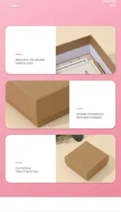 Kraft paper jewelry gift box flip design with sponge neat corners for necklace ring.