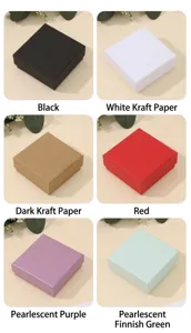 Cardboard jewelry gift boxes with lid in various colors for necklace and ring packaging.