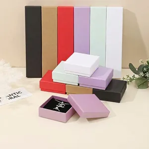 General Jewelry Gift Box Packaging Box For Necklace Ring Bracelet Paper Box Minimalist Solid Color Gift Storage Box