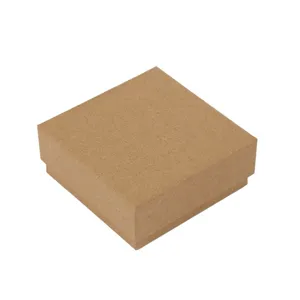 Kraft paper square jewelry gift box, lid and base style packaging box for necklace ring.