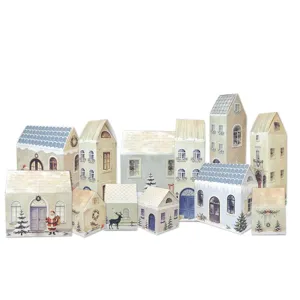 Christmas advent calendar paper house gift boxes set for holiday home decor and candy packaging