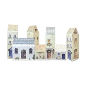Nordic Christmas paper house advent calendar gift box set for holiday candy decoration.