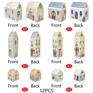 Christmas house paper gift boxes set, Nordic style holiday candy boxes and treat packaging.